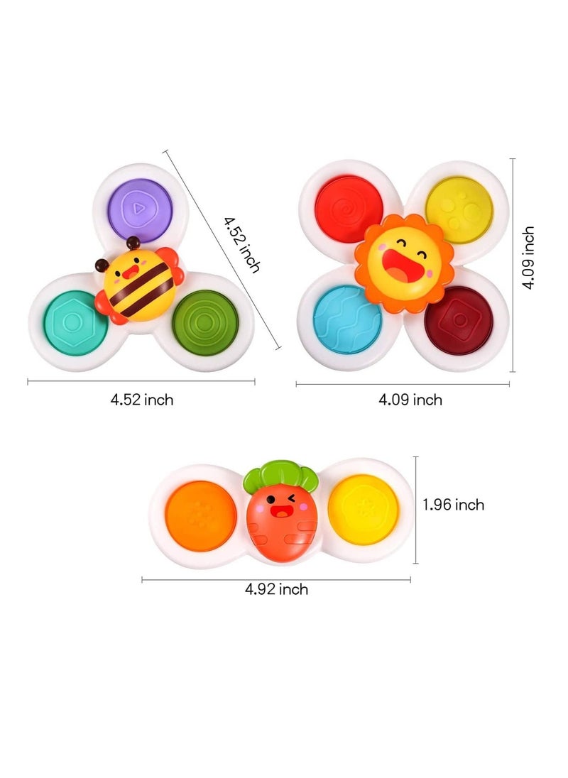 Soofam 3 Piece Kids Suction Cup Spinner Toys Simple Dimple Suction Toy with Silicone Bubbles Kids for Bath and Window Suction Cup Spinner Baby Toys  - Image 4