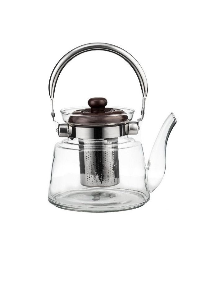BASURRAH - Heat Resistant Clear Glass Tea Coffee Pot Fire Pitcher with Infuser 0.6L/1.2L/1.4L/1.6L - Image 1