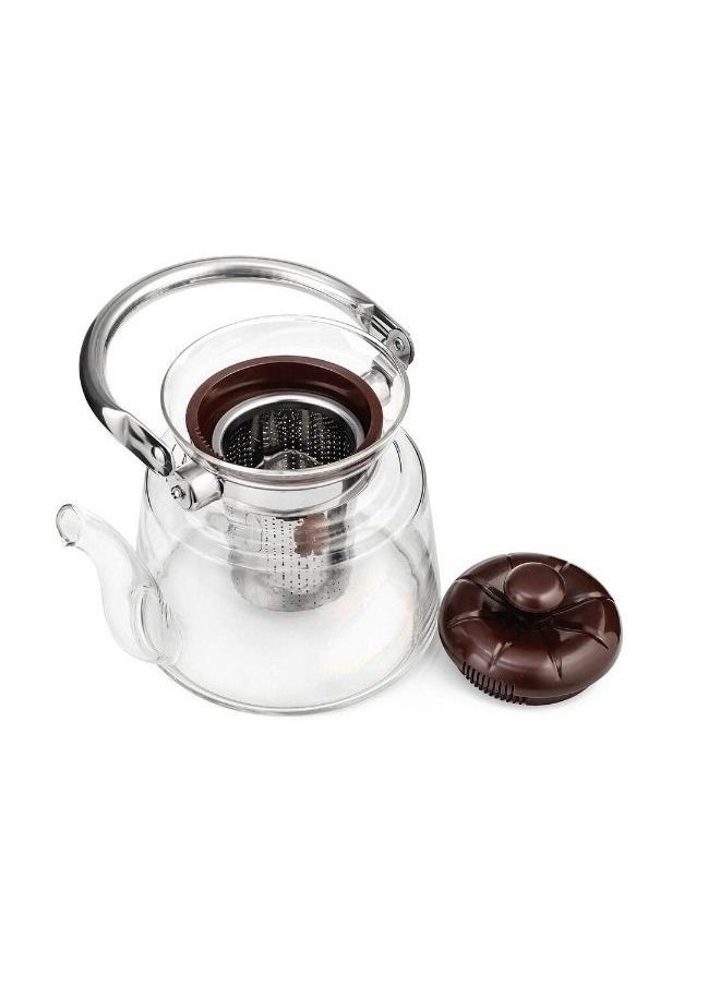 BASURRAH - Heat Resistant Clear Glass Tea Coffee Pot Fire Pitcher with Infuser 0.6L/1.2L/1.4L/1.6L - Image 1