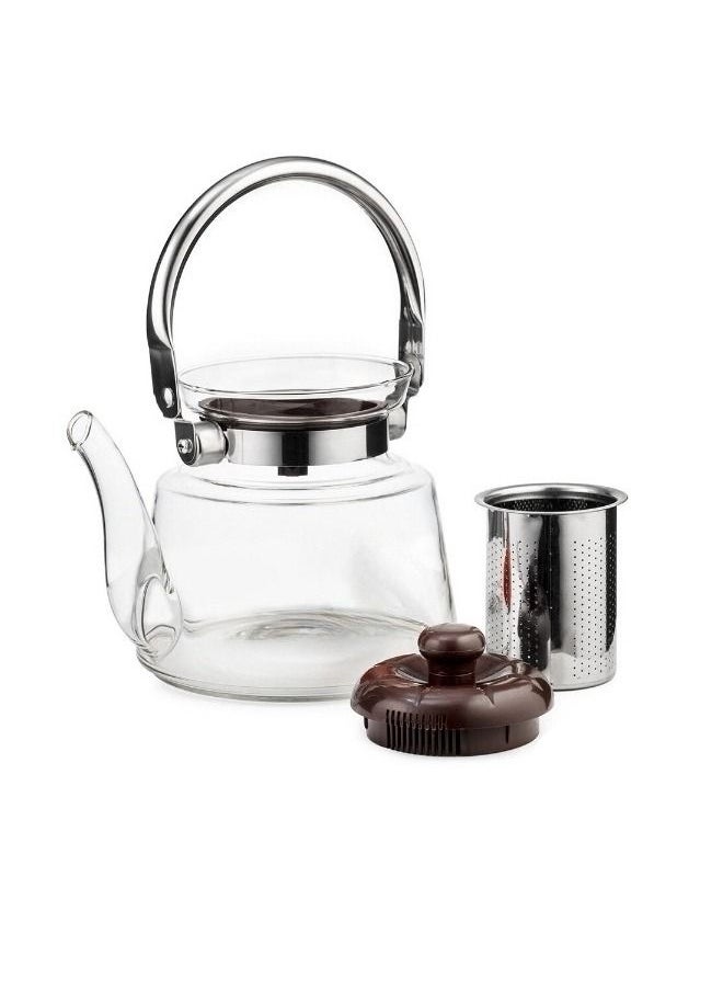 BASURRAH - Heat Resistant Clear Glass Tea Coffee Pot Fire Pitcher with Infuser 0.6L/1.2L/1.4L/1.6L - Image 1