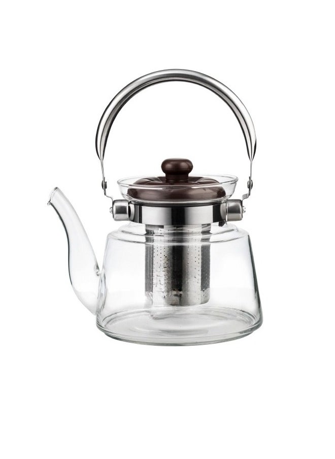 BASURRAH - Heat Resistant Clear Glass Tea Coffee Pot Fire Pitcher with Infuser 0.6L/1.2L/1.4L/1.6L - Image 1
