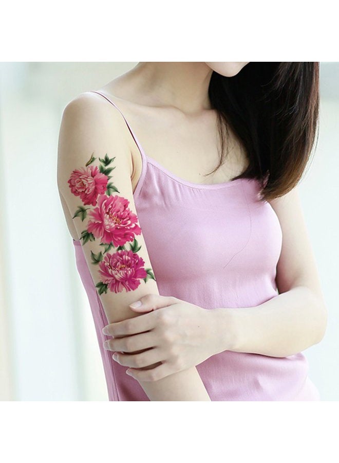 TAFLY Temporary Tattoos Pink Peony Flower Waterproof Large Transfer Tattoos for Women 5 Sheets - Image 1