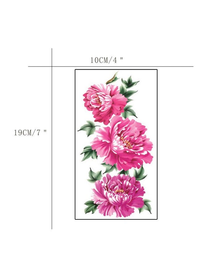 TAFLY Temporary Tattoos Pink Peony Flower Waterproof Large Transfer Tattoos for Women 5 Sheets - Image 2