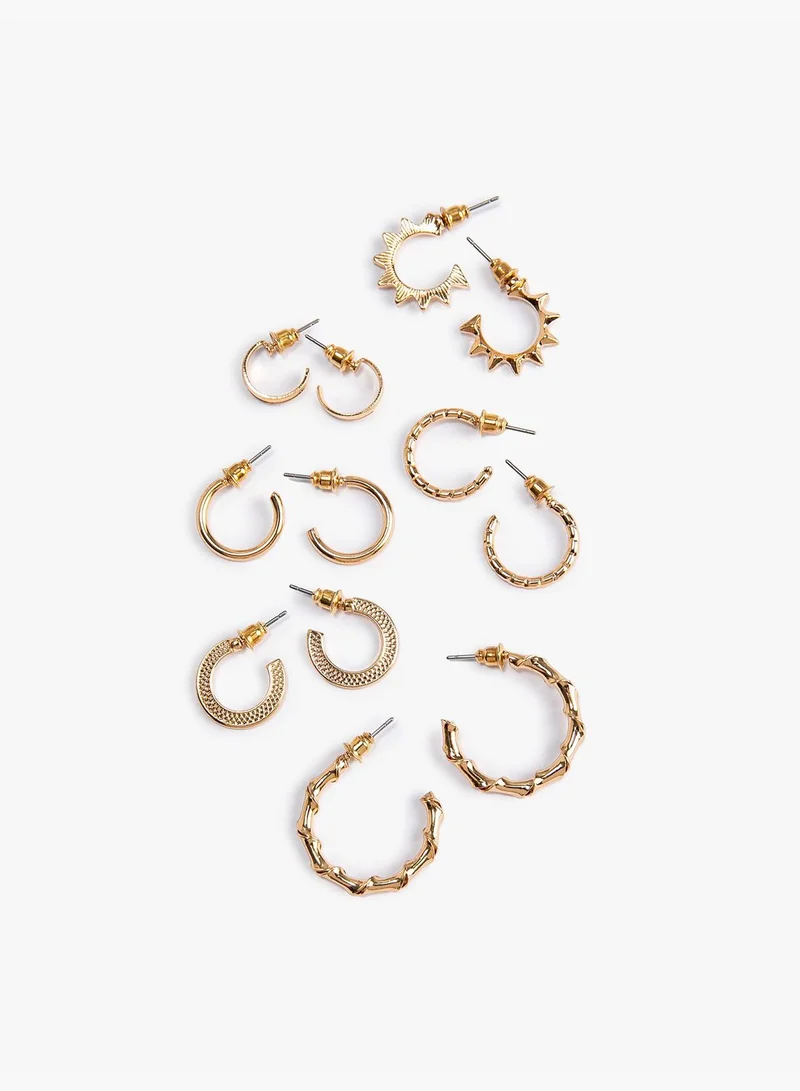 KOTON Hoop Earrings Set 6 Pack Textured
