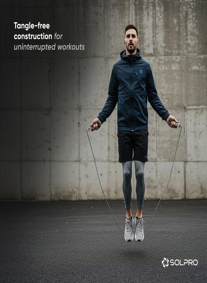 Solpro Flyte Adjustable Jump Rope Skipping Rope with counter for men, women, kids, fitness & exercise | Unisex, Tangle-Free, Non-Slip, Smooth Rotation | Home & gym workouts. (Black) - Image 4