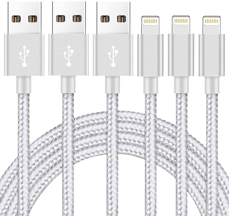 Ximytec Lightning Cable [MFi Certified] 3Pack 10FT iPhone Charger Cord Fast Charging Cable Compatible with iPhone 14 13 12 11 Pro Max 11 XS Max XR X 8 iPad,Silvergray - Image 1