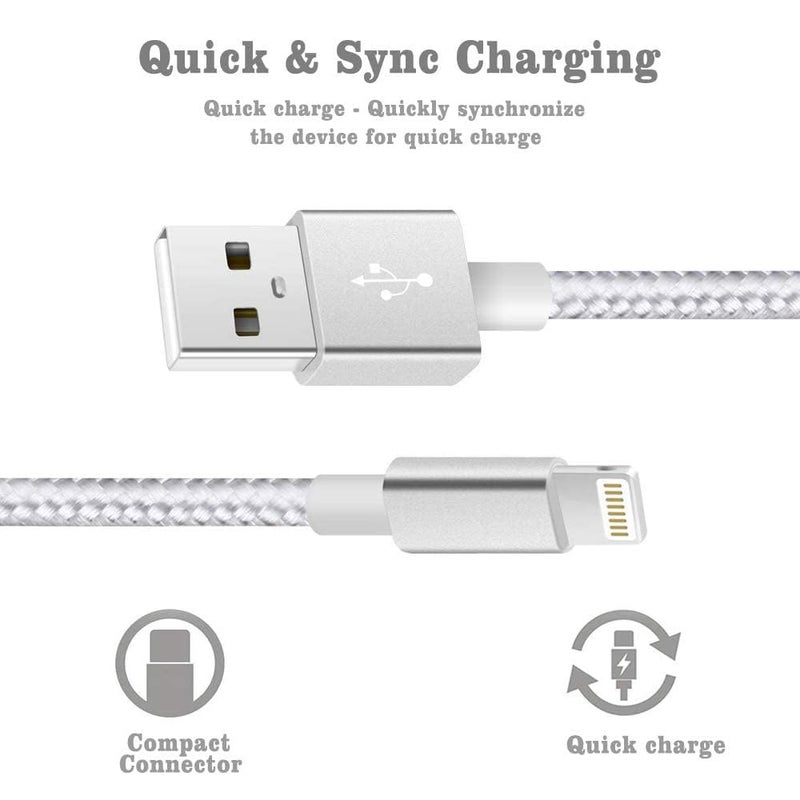 Ximytec Lightning Cable [MFi Certified] 3Pack 10FT iPhone Charger Cord Fast Charging Cable Compatible with iPhone 14 13 12 11 Pro Max 11 XS Max XR X 8 iPad,Silvergray - Image 2