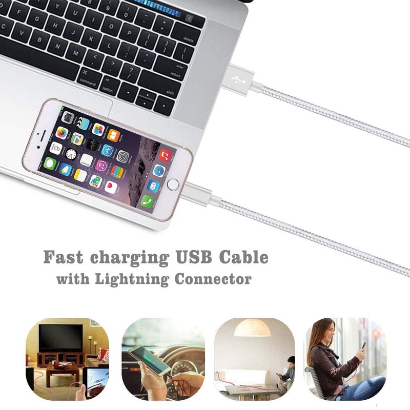 Ximytec Lightning Cable [MFi Certified] 3Pack 10FT iPhone Charger Cord Fast Charging Cable Compatible with iPhone 14 13 12 11 Pro Max 11 XS Max XR X 8 iPad,Silvergray - Image 3