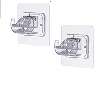 Tagve Self Adhesive Curtain Rod Bracket, Transparent Command Curtain Rod Hooks Drapery Holders, No Drill Fixing Rod Holder, Curtain Pole Wall Brackets Towel Rod for Bathroom Kitchen Home Hotel Use (2) - Image 1