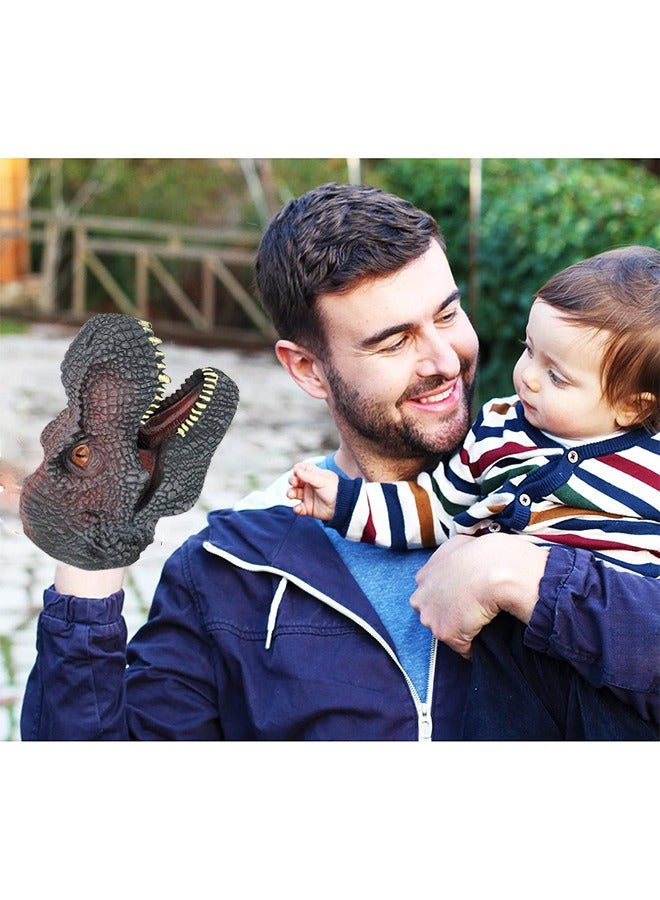 DURKU Realistic Black Tyrannosaurus Dinosaur Hand Puppet, Soft Latex Animal Head Toy Set for Kids' Party Show, Imaginative Play Gift - Image 4