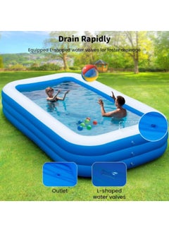 GGEROU Inflatable Swimming Pool,Inflatable Pool for Kids and Adults,Oversized Thickened Family Swimming Pool,3-layer Blue and White Inflatable Swimming Pool, 305*183*56cm  - Image 5