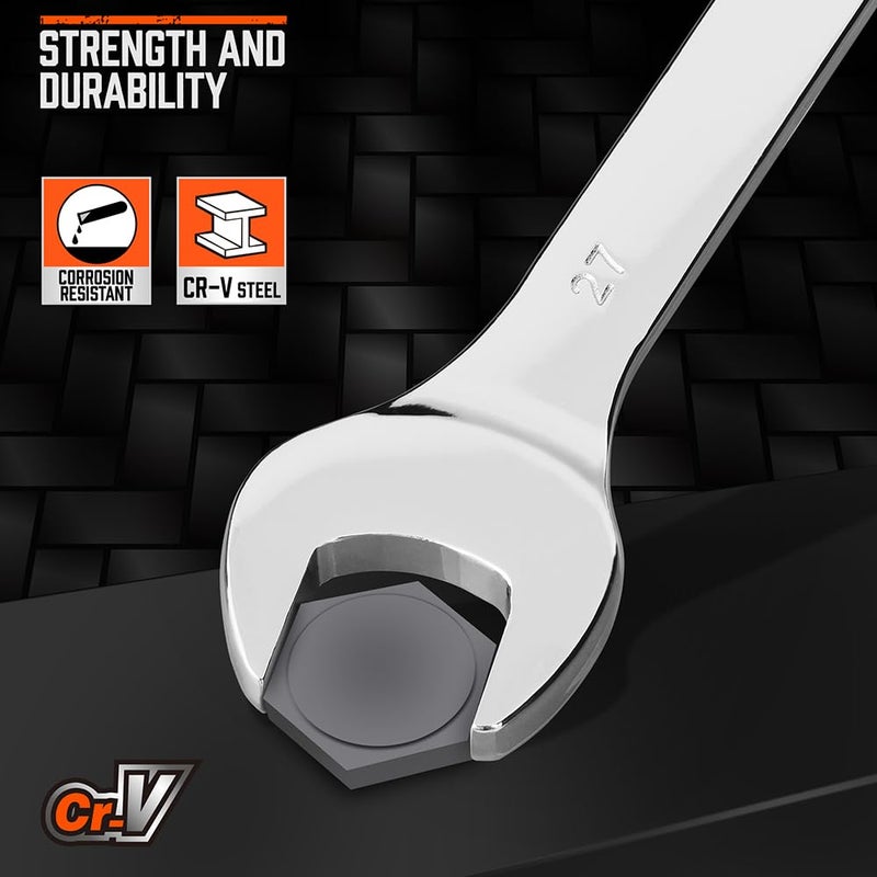 HORUSDY Large Wrench Set with Rolling Pouch | Metric | 6-Piece | 23mm, 24mm, 26mm, 27mm, 30mm, 32mm | 12 Point | Chrome Vanadium Steel - Image 3