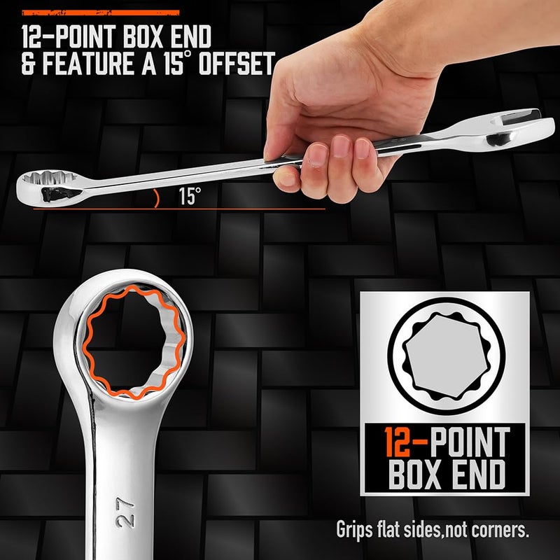 HORUSDY Large Wrench Set with Rolling Pouch | Metric | 6-Piece | 23mm, 24mm, 26mm, 27mm, 30mm, 32mm | 12 Point | Chrome Vanadium Steel - Image 4