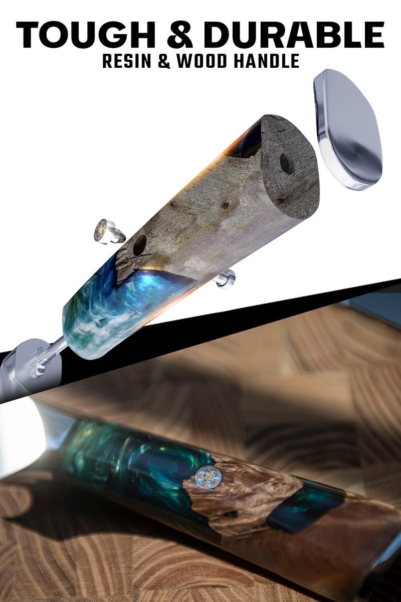 Dalstrong BBQ Piranha Knife - 6 inch - Valhalla Series - 9CR18MOV HC Steel - Celestial Resin & Wood Handle Gift Knife - Built-in Bottle Opener - Meat Cutting, Carving, Bone, Trimming - Leather Sheath - Image 4