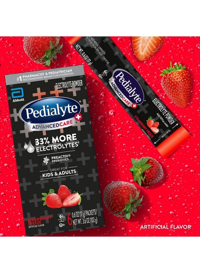 بيدياليت مسحوق الإلكتروليتات بيديالايت أدفانسد كير بلس، يحتوي على 33% من الإلكتروليتات والبريبايوتكس بريأكتيف، بنكهة الفراولة المجمدة، 6 عبوات من المسحوق - Image 1