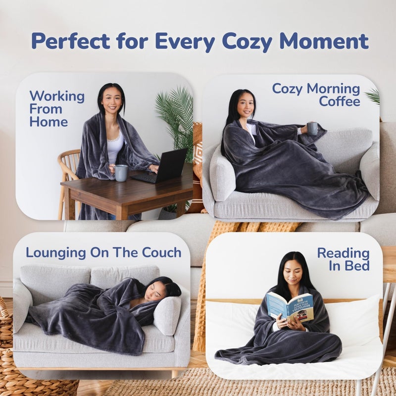 Super Blanky Wearable Blankets for Women - Mothers Day Gifts for Her, Adult Comfy Wearable Blanket Men, Girlfriend Gifts for Women, Grandma Mothers Day Gift Mom, Wife Birthday Gift Ideas, Dark Gray - Image 3