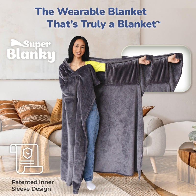 Super Blanky Wearable Blankets for Women - Mothers Day Gifts for Her, Adult Comfy Wearable Blanket Men, Girlfriend Gifts for Women, Grandma Mothers Day Gift Mom, Wife Birthday Gift Ideas, Dark Gray - Image 2