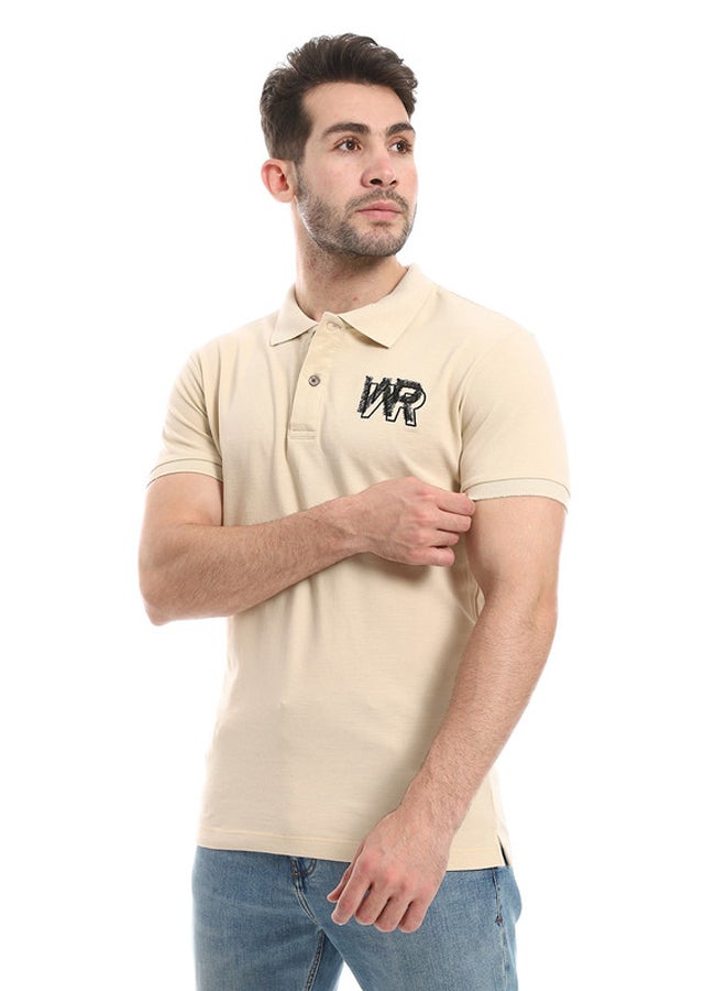 WHITE RABBIT Plain Comfy Buff Beige Polo Shirt - Image 2