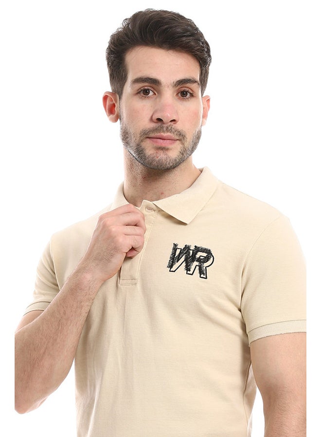 WHITE RABBIT Plain Comfy Buff Beige Polo Shirt - Image 4