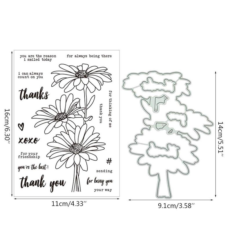 Lottoy Cute Chamomile Silicone Clear Stamp and Die Sets for Card Making, DIY Embossing Photo Album Decorative Craft - Image 2