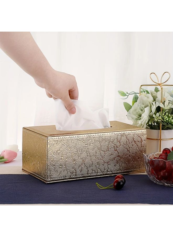 صندوق المناديل الذهبي من الجلد الصناعي بإغلاق مغناطيسي ونسيج أنيق، زينة للمنزل والفندق والسيارة - Image 2