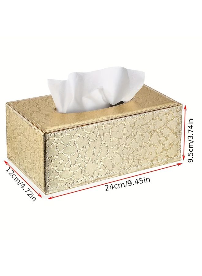 صندوق المناديل الذهبي من الجلد الصناعي بإغلاق مغناطيسي ونسيج أنيق، زينة للمنزل والفندق والسيارة - Image 4