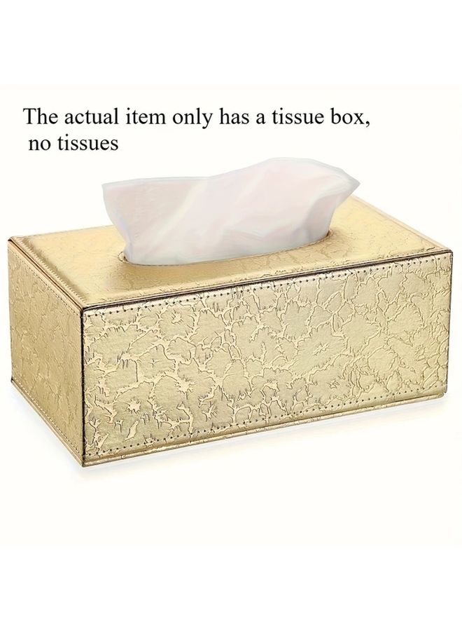 صندوق المناديل الذهبي من الجلد الصناعي بإغلاق مغناطيسي ونسيج أنيق، زينة للمنزل والفندق والسيارة - Image 1