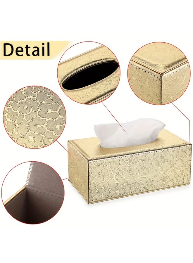 صندوق المناديل الذهبي من الجلد الصناعي بإغلاق مغناطيسي ونسيج أنيق، زينة للمنزل والفندق والسيارة - Image 5