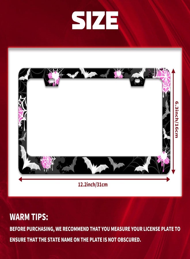 Omw2fyb Personalise Bat Spider Web License Plate Frame License Plate Frames Car Universal Stainless Steel Accessories Cars Decor with 2 Holes and Screws Fits Standard US Vehicles Size 12.2 x 6 Inches - Image 2