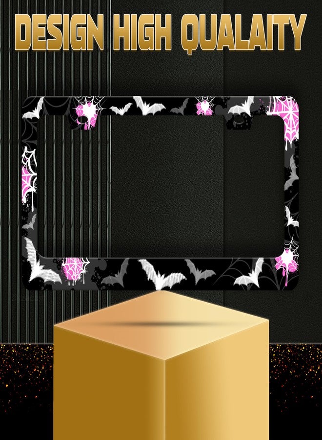 Omw2fyb Personalise Bat Spider Web License Plate Frame License Plate Frames Car Universal Stainless Steel Accessories Cars Decor with 2 Holes and Screws Fits Standard US Vehicles Size 12.2 x 6 Inches - Image 5
