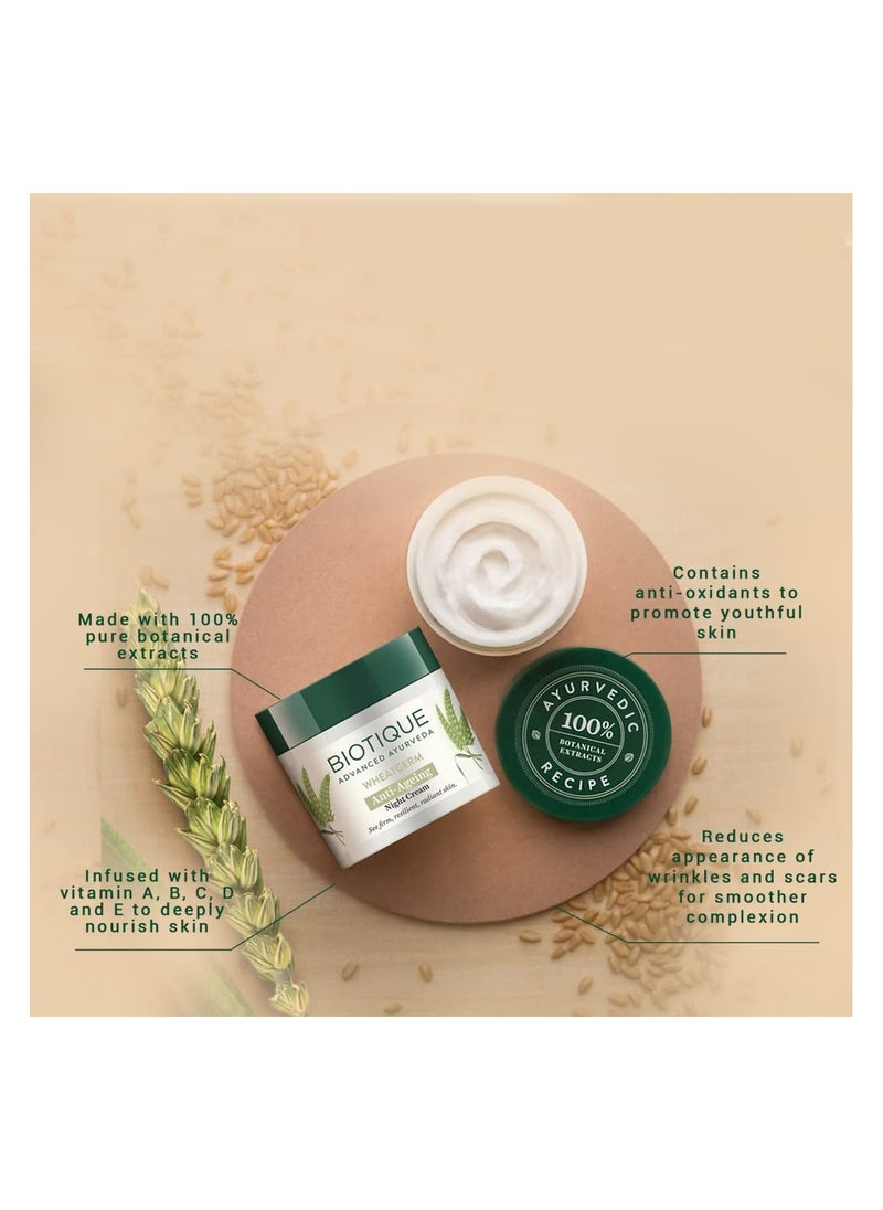 Biotique Biotique Wheat Germ Anti- Ageing Night Cream | Reduces Fine Lines | Lightens dark Spots | 100% Botanical Extracts | Suitable for All Skin Types | 50g  - Image 3