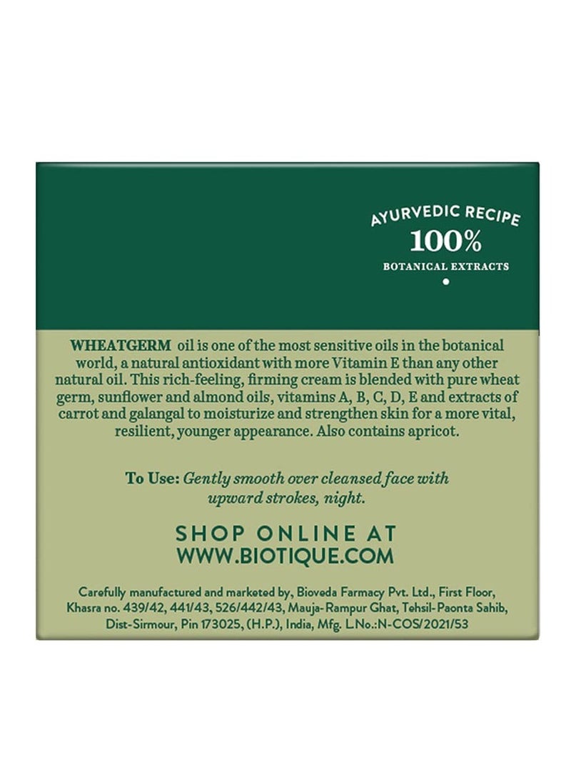 Biotique Biotique Wheat Germ Anti- Ageing Night Cream | Reduces Fine Lines | Lightens dark Spots | 100% Botanical Extracts | Suitable for All Skin Types | 50g  - Image 2