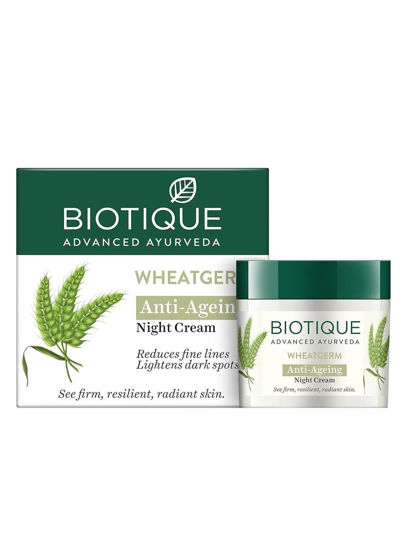 Biotique Biotique Wheat Germ Anti- Ageing Night Cream | Reduces Fine Lines | Lightens dark Spots | 100% Botanical Extracts | Suitable for All Skin Types | 50g  - Image 1