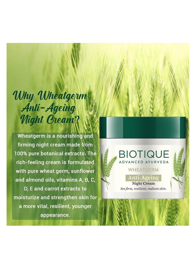 Biotique Biotique Wheat Germ Anti- Ageing Night Cream | Reduces Fine Lines | Lightens dark Spots | 100% Botanical Extracts | Suitable for All Skin Types | 50g  - Image 5