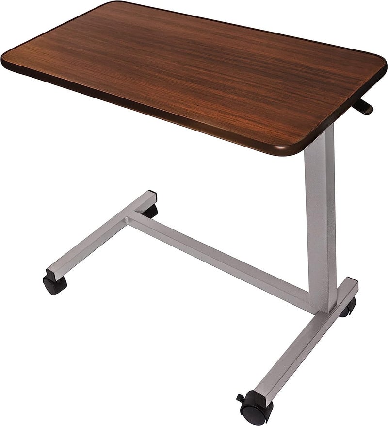 Vaunn Medical Pneumatic Adjustable Overbed Bedside Table With Wheels (Hospital and Home Use) - Image 1