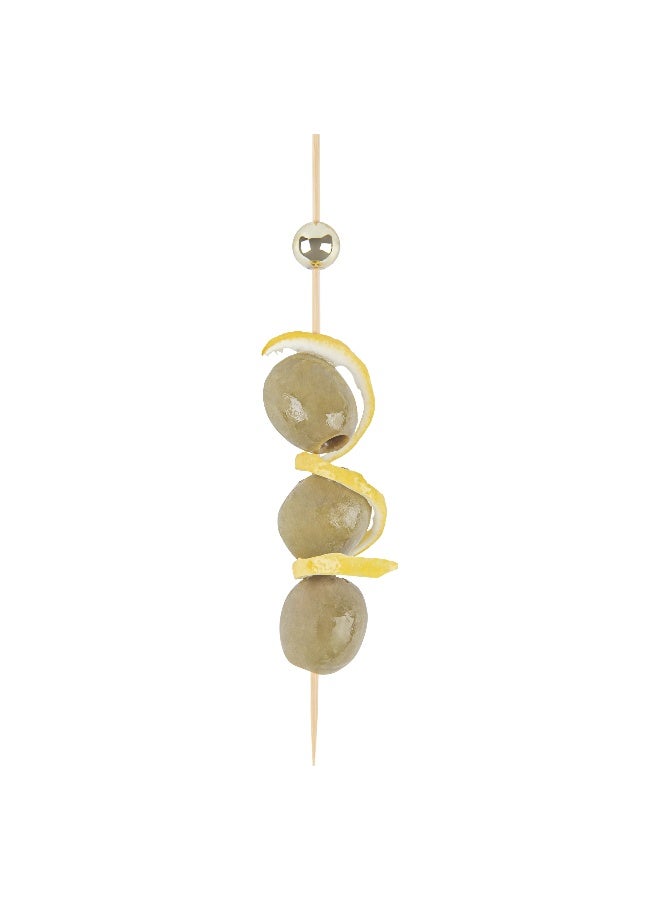 Restaurantware 6 Inch Sphere Bamboo Skewers, 1000 Sturdy Disposable Bamboo Food Picks - Sturdy, Sphere Design, Gold Bamboo Appetizer Picks, , For Serving Appetizers and Cocktail Garnishes - Image 2