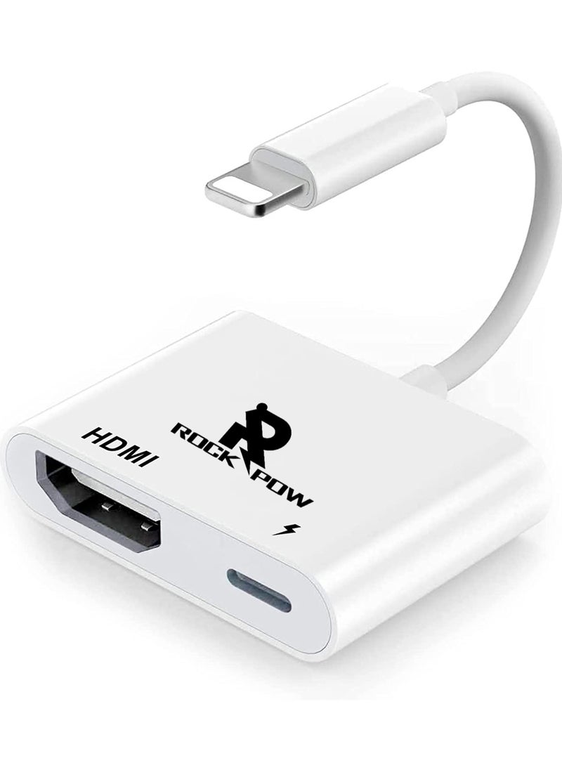 روك بو - محول HDMI من iPhone إلى TV iPad إلى HDMI 1080P HD Digital AV Adapter (لا يحتاج إلى طاقة) موصل شاشة مزامنة الفيديو والصوت متوافق مع iPhone 14/13/12/11/X/8/iPad/إلى شاشة العرض HDTV - Image 1
