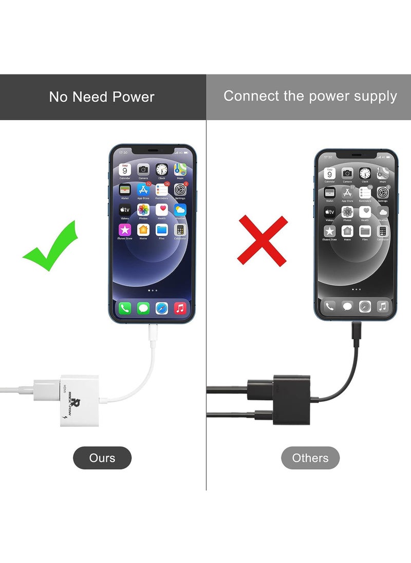 روك بو - محول HDMI من iPhone إلى TV iPad إلى HDMI 1080P HD Digital AV Adapter (لا يحتاج إلى طاقة) موصل شاشة مزامنة الفيديو والصوت متوافق مع iPhone 14/13/12/11/X/8/iPad/إلى شاشة العرض HDTV - Image 1