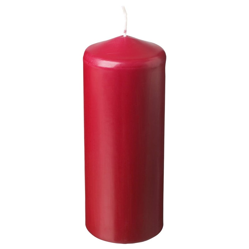 Baitique Unscented Pillar Candle in Red, 19 cm, 70-Hour Burn - Image 1