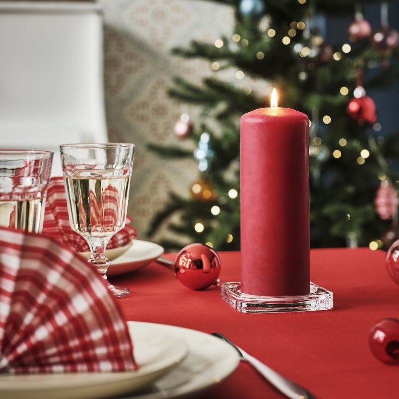 Baitique Unscented Pillar Candle in Red, 19 cm, 70-Hour Burn - Image 2