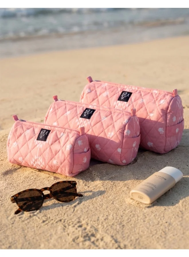 BU Towels pink BU Turathi-Sadu Pouch, Set of three, Hand-printed, Designed for travel, pool days, and everyday use for Women | Best Price UAE