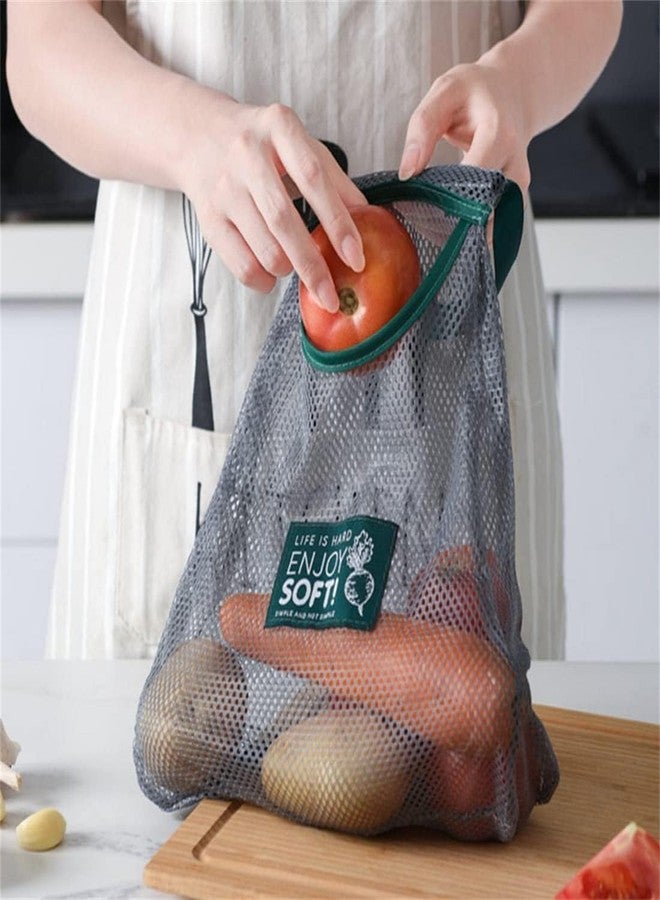 SITSRA Reusable Mesh Bags for Fruit and Vegetable Hanging Storage, Washable & Foldable Net Bags for Kitchen Storage, Fruits, Veggies, Green Pepper or Garbage Use (Pack of 2) - Image 3