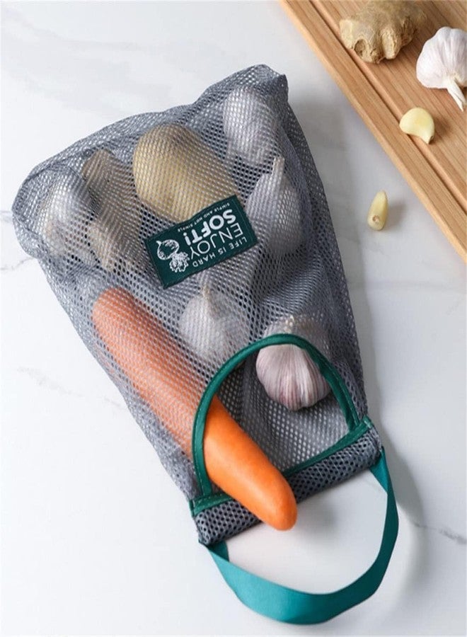 SITSRA Reusable Mesh Bags for Fruit and Vegetable Hanging Storage, Washable & Foldable Net Bags for Kitchen Storage, Fruits, Veggies, Green Pepper or Garbage Use (Pack of 2) - Image 4