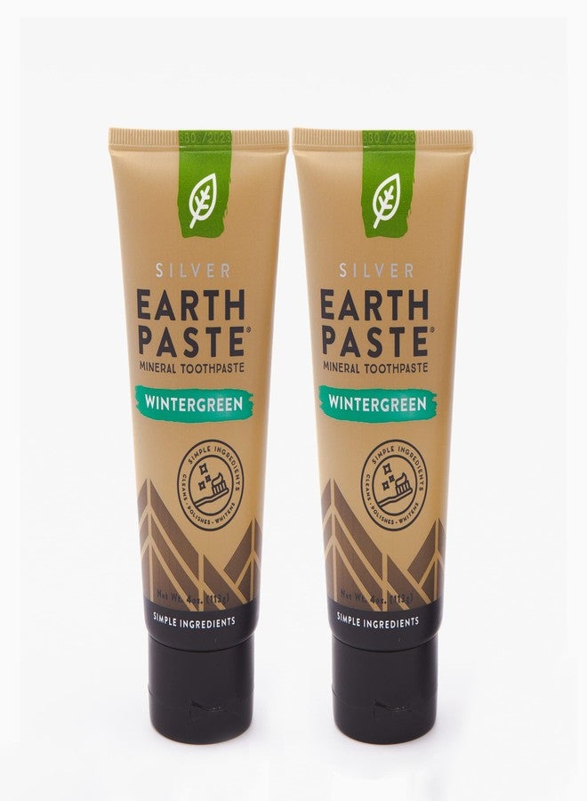 REDMOND - Earthpaste All Natural Non-Fluoride Vegan Organic Non GMO Real Ingredients Toothpaste, Wintergreen, 4 Ounce Tube (2 Pack) - Image 1