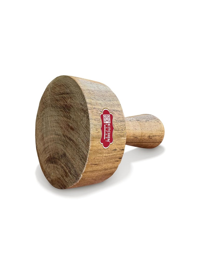 Kitchen Expert Kitchen Expert Wooden Hand Masher | Single Block/Jointless Wood | Paratha Seakni | Roti Presser | Potato/Pav Bhaji Masher | 1 Pc  - Image 4