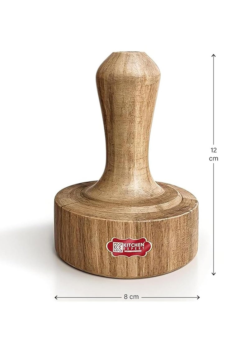 Kitchen Expert Kitchen Expert Wooden Hand Masher | Single Block/Jointless Wood | Paratha Seakni | Roti Presser | Potato/Pav Bhaji Masher | 1 Pc  - Image 3