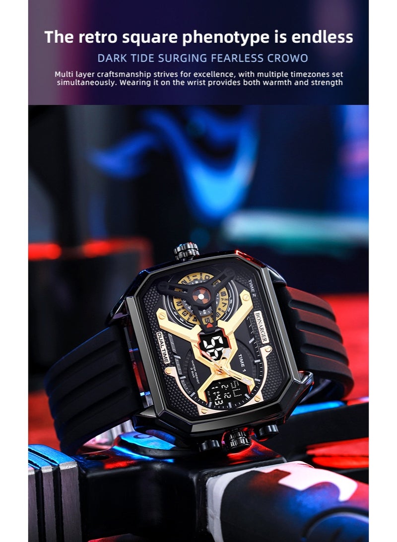 BONARGER New Men's Electronic Multi-Function Sport Luminous Waterproof Personalized Large Dial Watch - Image 3