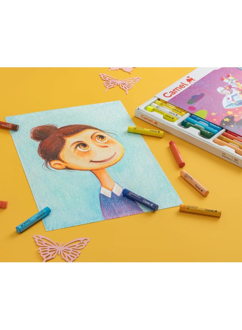كاميل أقلام تلوين زيتية باستيل من كاميل كاملين كوكويو، ألوان متنوعة، 50 لونًا من كاميل - Image 3