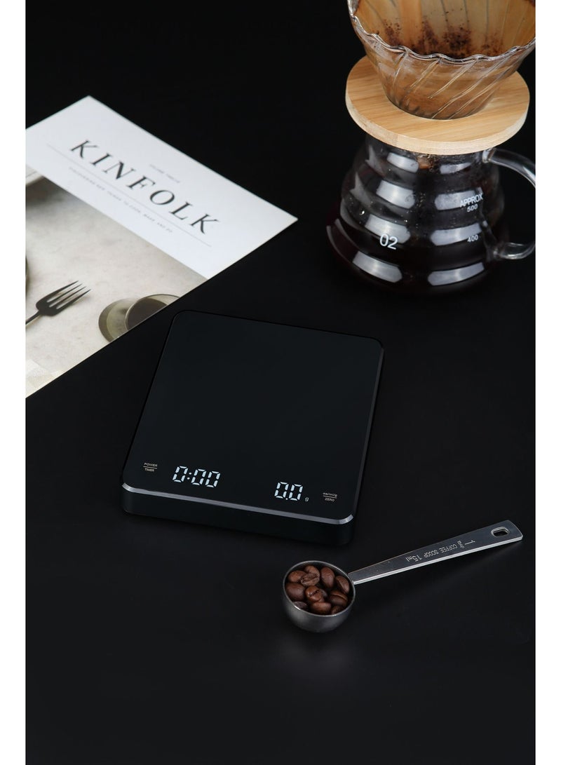 Digital Coffee Scale with Timer LED Screen Espresso USB 3kg Max.Weighing 0.1g High Precision Measures in Oz/ml/g Kitchen Scale - Image 3