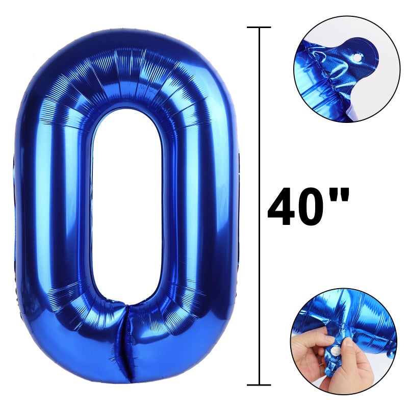 Kelfuoya 40 Inch Giant Number 0 Balloon Navy Blue Foil Balloons for 10th 20th 30th 40th 50th 60th Birthday Decorations, Baby Shower Party Supplies 100 Anniversary Events Decorations - Image 2